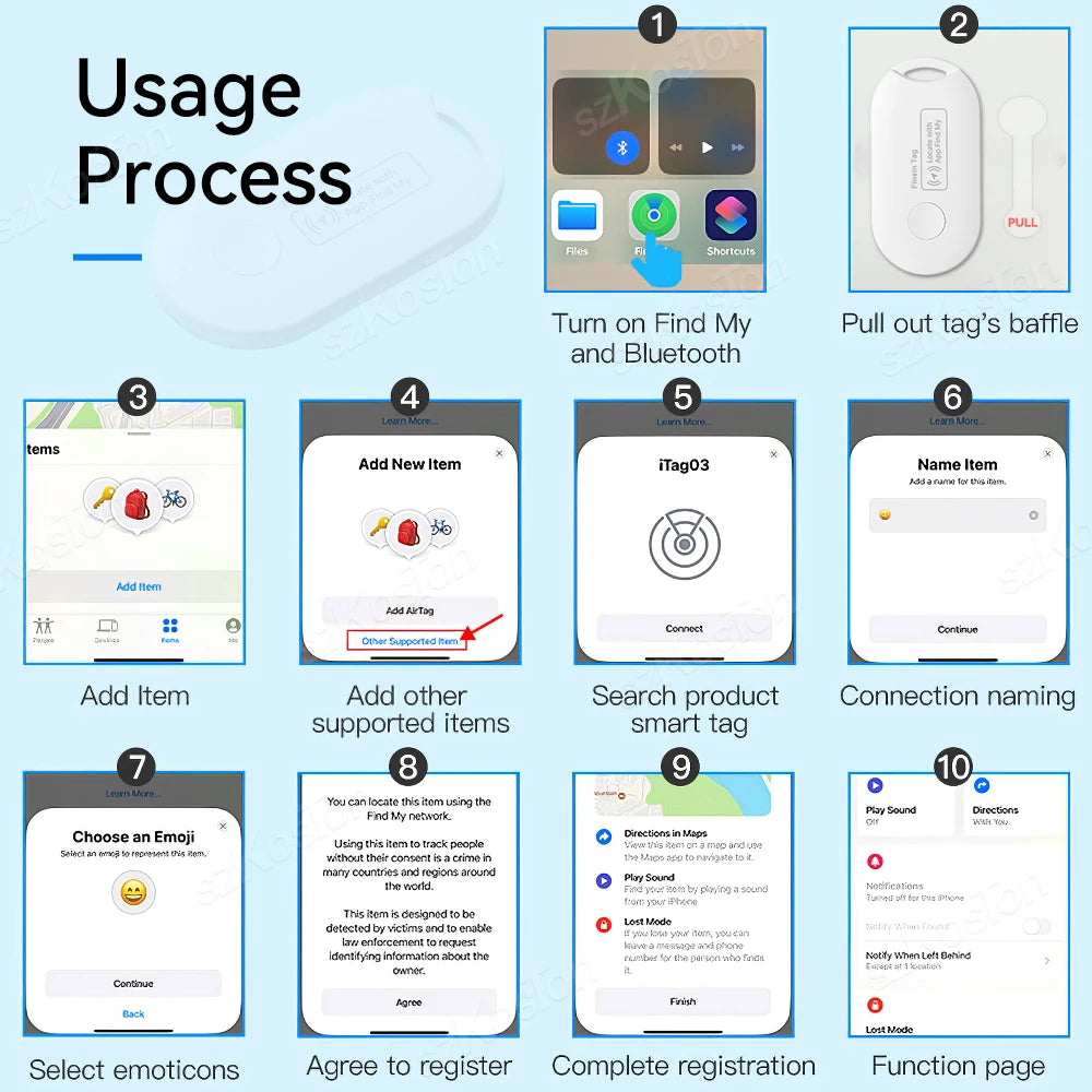 Mini GPS Tracker Works with iOS Find My APP