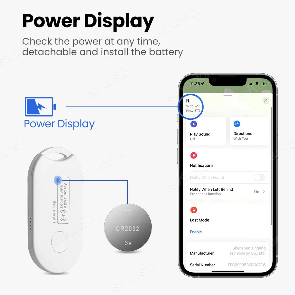 Mini GPS Tracker Works with iOS Find My APP